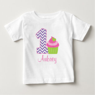 Camiseta De Bebé Pastel de lima rosa primer cumpleaños personalizad