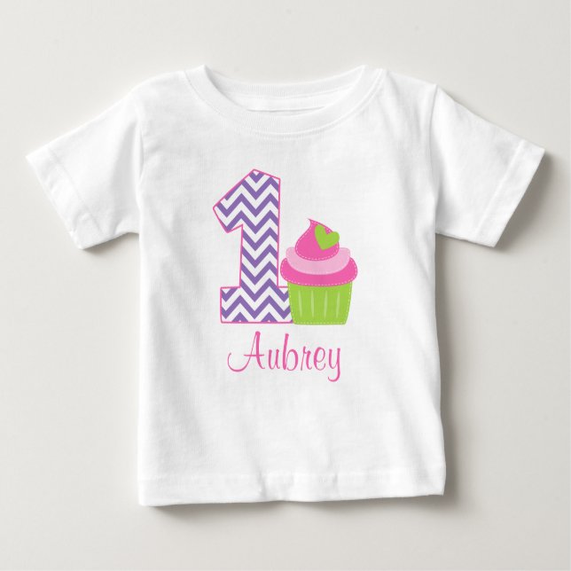 Camiseta De Bebé Pastel de lima rosa primer cumpleaños personalizad (Anverso)