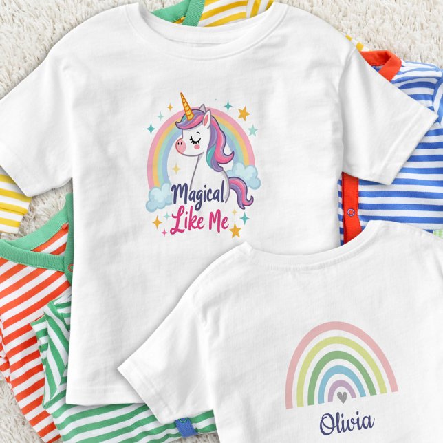 Camiseta De Bebé Pastel mágico de unicornio con arcoiris (Subido por el creador)