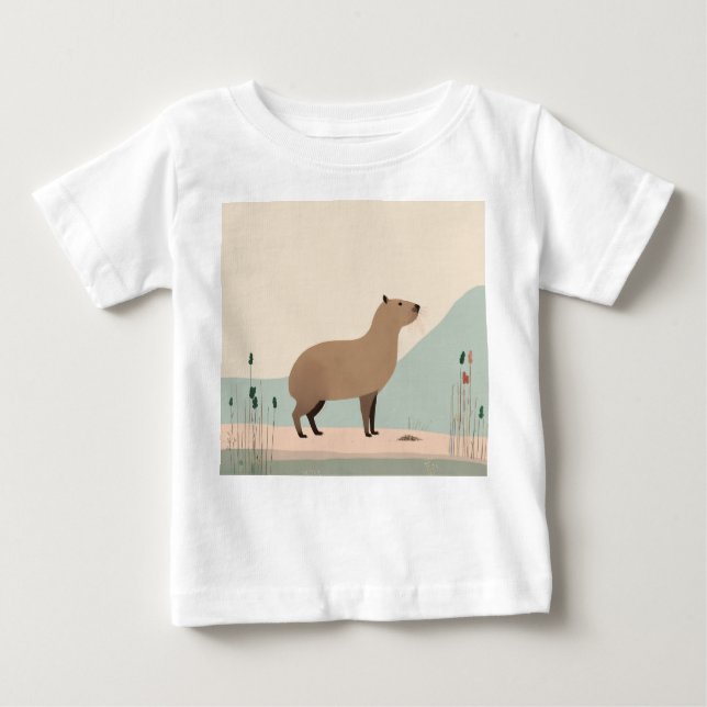 Camiseta De Bebé Pastel minimalista Capybara Baby Tee (Anverso)