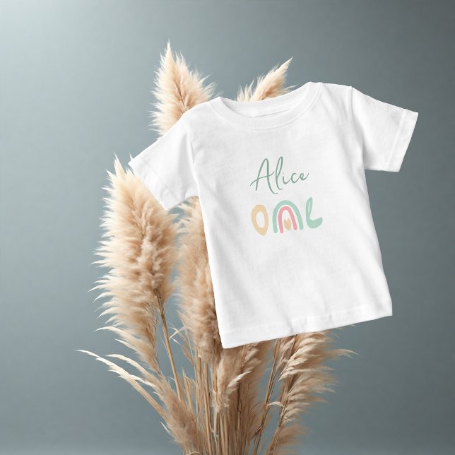 Camiseta De Bebé Pastel minty arcoiris amarillo primer cumpleaños f (Subido por el creador)