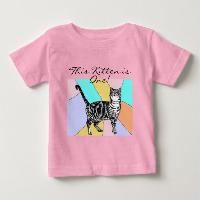 Camiseta De Bebé Pastel Pastel de felino lindo Kitten (Anverso)