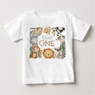Camiseta De Bebé Pastel Tropical Salvaje Una Selva Animales Safari