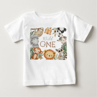 Camiseta De Bebé Pastel Tropical Salvaje Una Selva Animales Safari