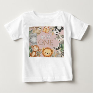 Camiseta De Bebé Pastel Tropical Salvaje Una Selva Animales Safari