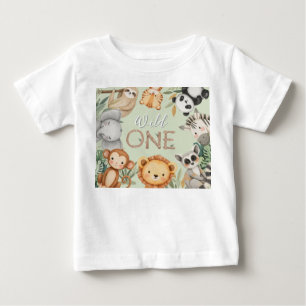 Camiseta De Bebé Pastel Tropical Salvaje Una Selva Animales Safari