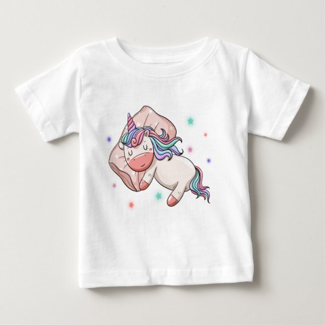 Camiseta De Bebé Pastel Unicorn durmiendo (Anverso)