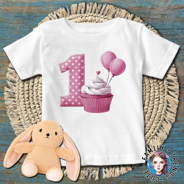 Camiseta De Bebé Pastelito Cumpleaños 1er Cumpleaños Rosa (Subido por el creador)