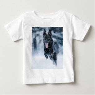 Camiseta De Bebé Pastor alemán negro con cubierta de Duvet de nieve