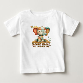 Camiseta De Bebé Patchwork Elephant “Growing Strong”  