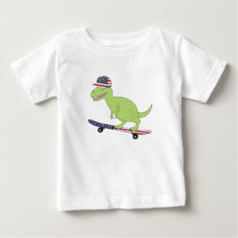 Camiseta De Bebé Patinaje de Dinosaurios de Bandera Americana