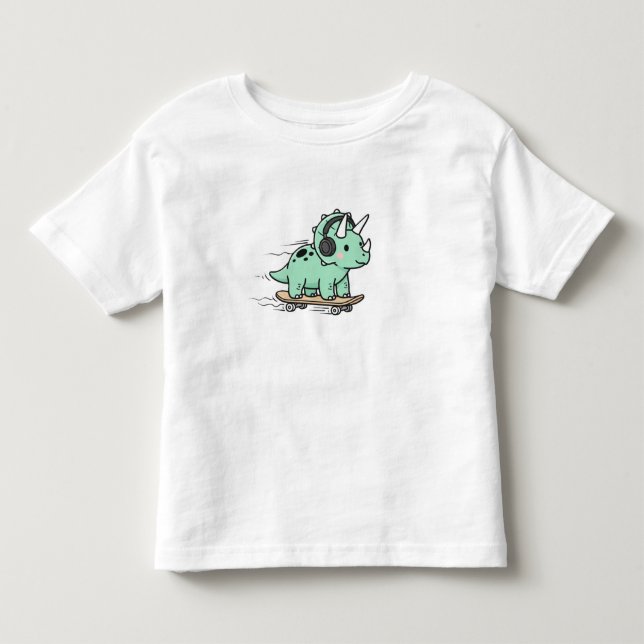 Camiseta De Bebé patines Triceratops Roller Skating para Niños (Anverso)
