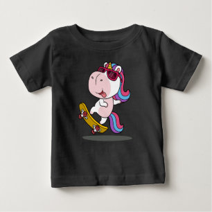 Camiseta De Bebé Patineta de juego de unicornio
