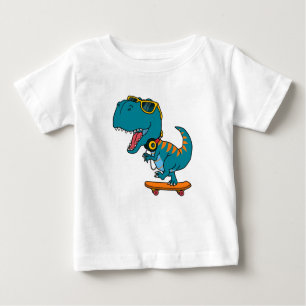 Camiseta De Bebé patineta de los dinosaurios