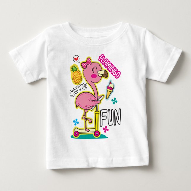 Camiseta De Bebé Patinete flamenco (Anverso)