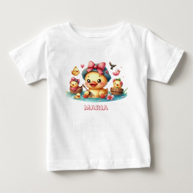 Camiseta de bebé pato amarillo lindo (Anverso)