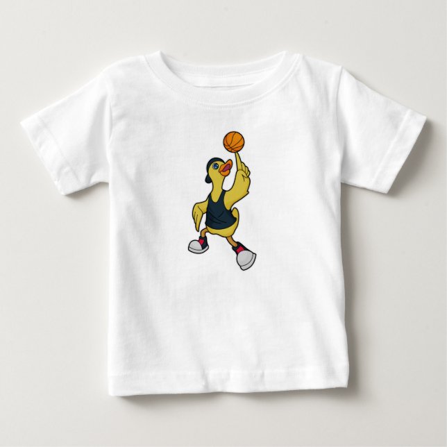 Camiseta De Bebé Pato como jugador de béisbol con baloncesto (Anverso)