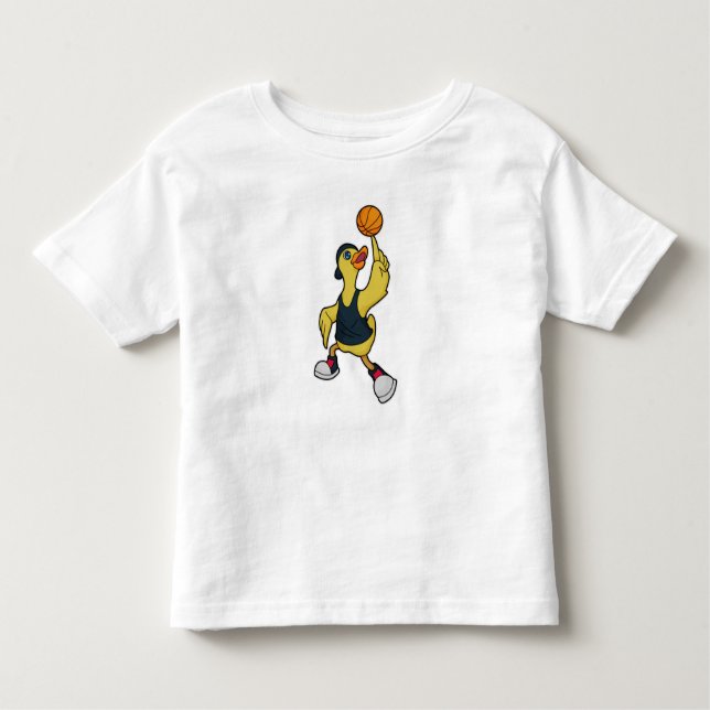 Camiseta De Bebé Pato como jugador de béisbol con baloncesto (Anverso)