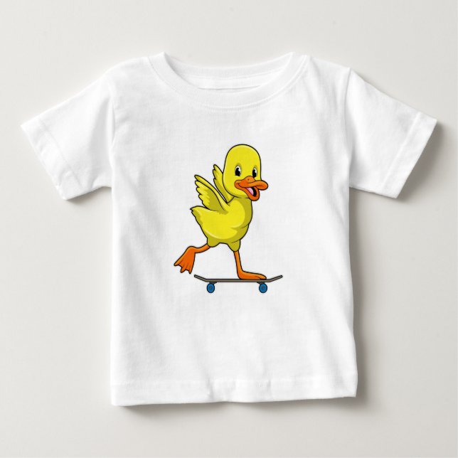 Camiseta De Bebé Pato como patinador con patineta (Anverso)