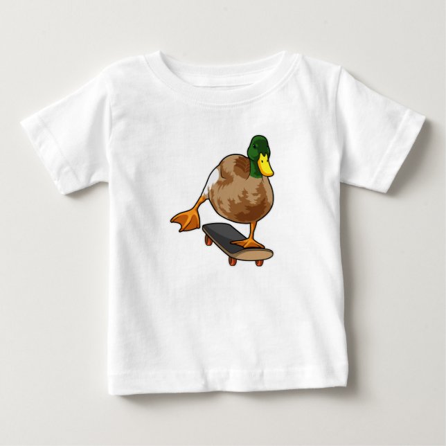 Camiseta De Bebé Pato como patinador con patineta (Anverso)
