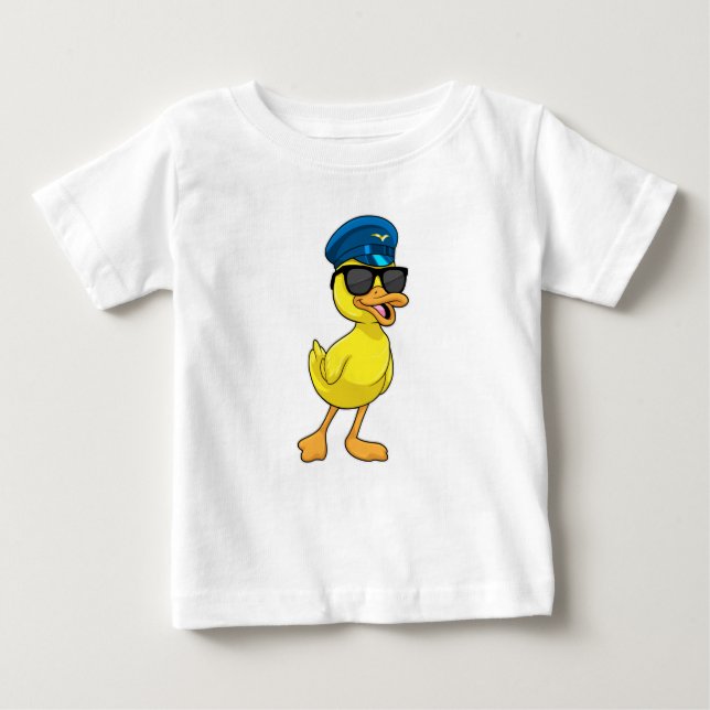 Camiseta De Bebé Pato como piloto con gorra piloto (Anverso)