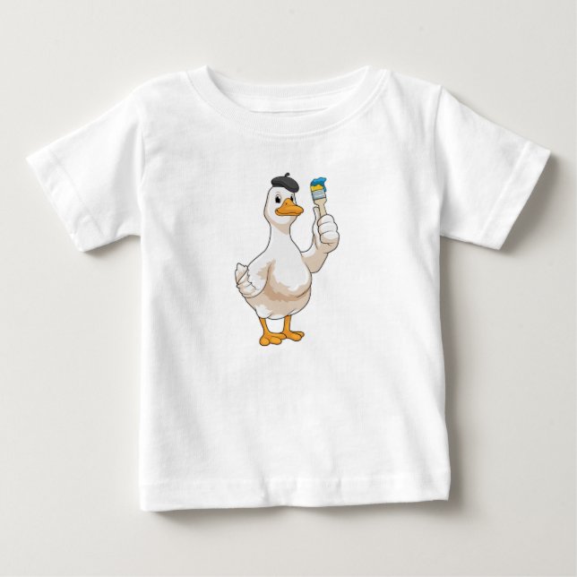 Camiseta De Bebé Pato como pintador con pincel de pintura (Anverso)