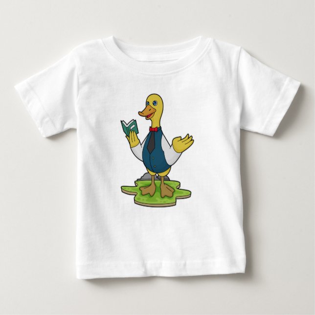 Camiseta De Bebé Pato como profesor con libro (Anverso)