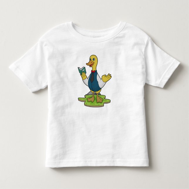 Camiseta De Bebé Pato como profesor con libro (Anverso)