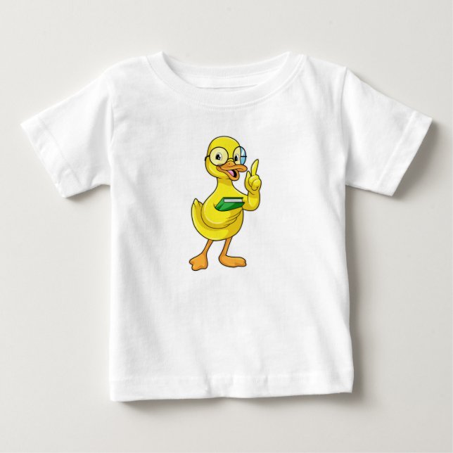 Camiseta De Bebé Pato como profesor con libro y lentes (Anverso)