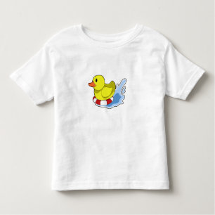Camiseta De Bebé Pato con anillo de natación en el agua.PNG