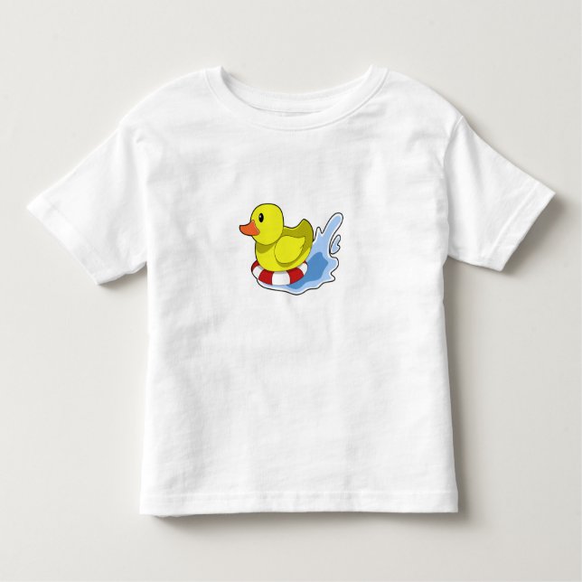 Camiseta De Bebé Pato con anillo de natación en el agua.PNG (Anverso)