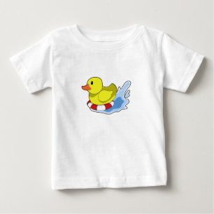 Camiseta De Bebé Pato con anillo de natación en el agua.PNG
