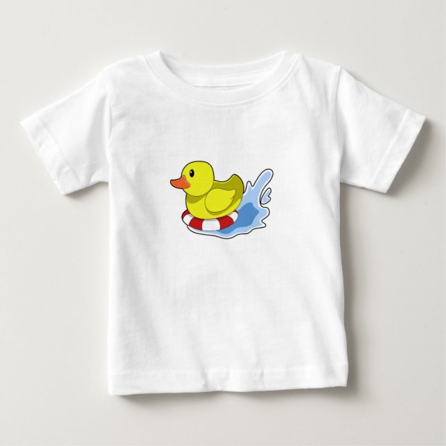 Camiseta De Bebé Pato con anillo de natación en el agua.PNG (Anverso)