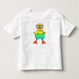 Camiseta De Bebé Pato con anillo de natación y gafas de sol