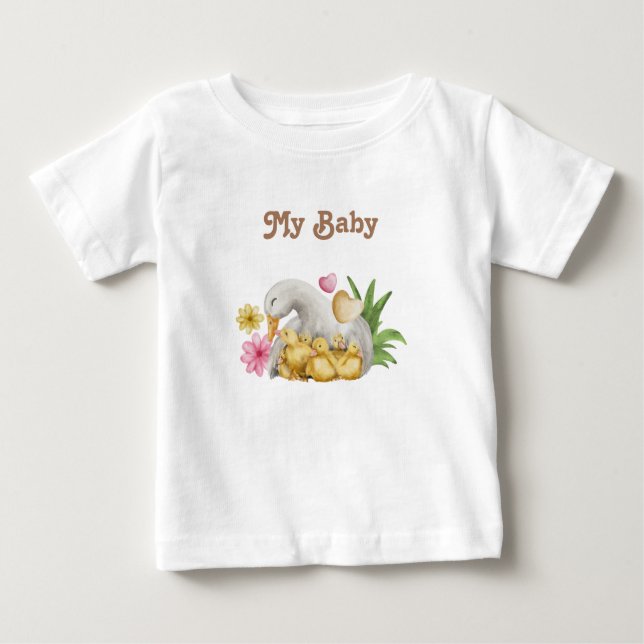 Camiseta De Bebé Pato de acuarela neutral de género con Baby Shower (Anverso)