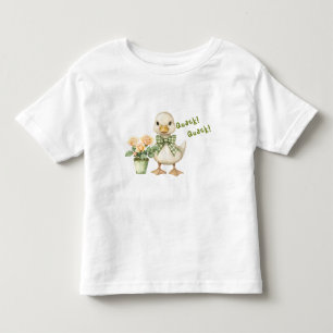 Camiseta De Bebé Pato de bebé caprichoso con lazo de gingham verde