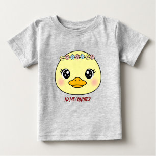 Camiseta De Bebé Pato de bebé lindo con corona de flores