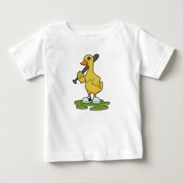 Camiseta De Bebé Pato de béisbol con bate de béisbol (Anverso)