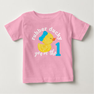 Camiseta De Bebé Pato de goma rosa eres el único primer cumpleaños