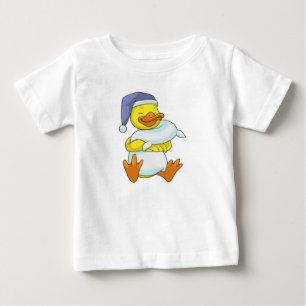 Camiseta De Bebé Pato en Durmiendo con Gorro de dormir