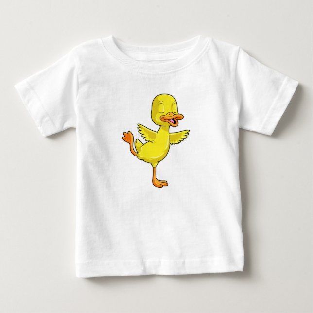 Camiseta De Bebé Pato en el gimnasio del yoga en una pierna (Anverso)