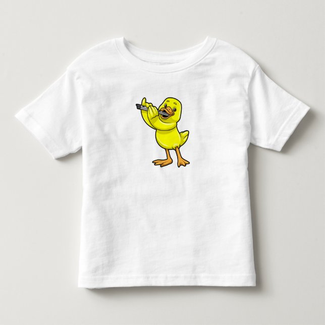 Camiseta De Bebé Pato en la música con flauta (Anverso)