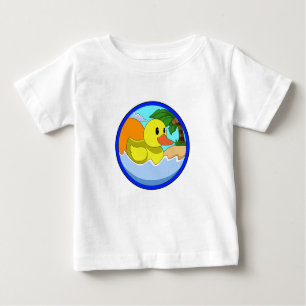 Camiseta De Bebé Pato en la playa con palmeras.PNG