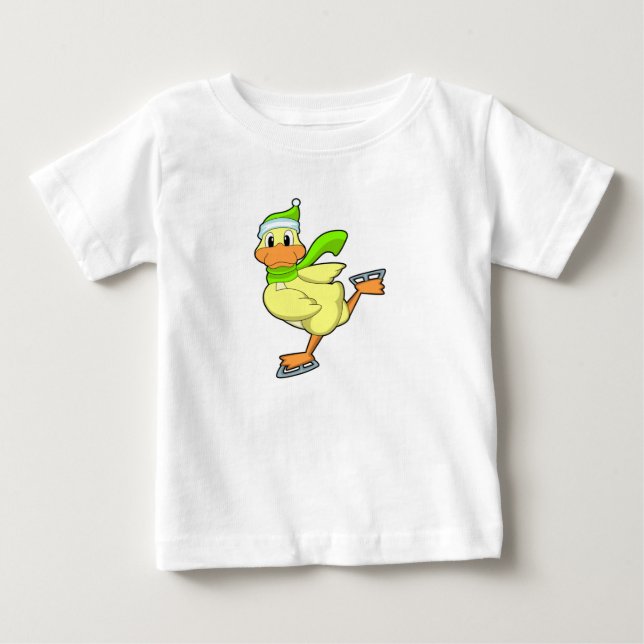 Camiseta De Bebé Pato en patinaje sobre hielo con patines de hielo (Anverso)