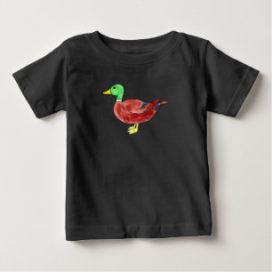 Camiseta De Bebé Pato silbón de cabeza verde acuarela