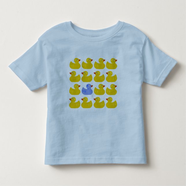 Camiseta De Bebé Patos de goma amarillos con un pato azul