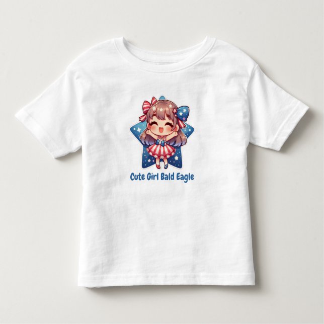 Camiseta De Bebé Patriotic Cutie – Baby Bald Eagle with Bow Girls'  (Anverso)