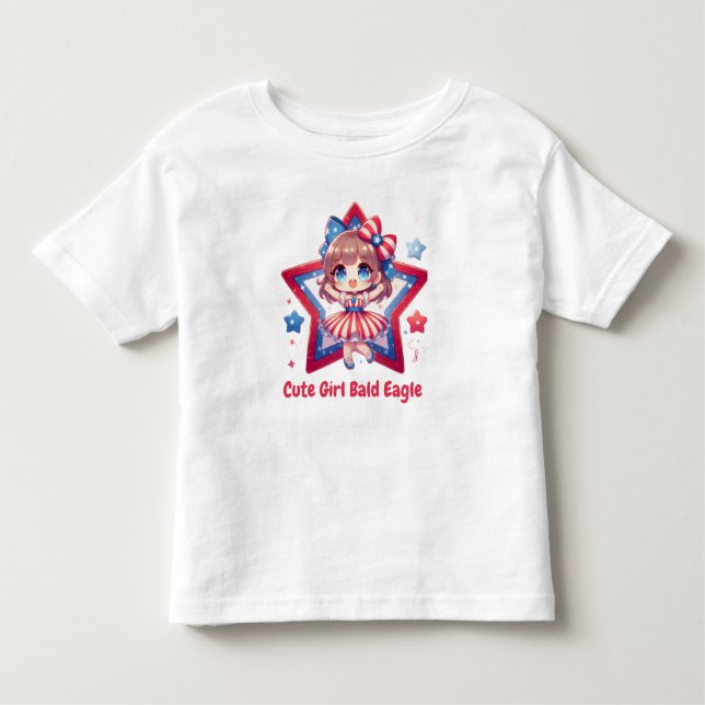Camiseta De Bebé Patriotic Cutie – Baby Bald Eagle with Bow Girls'  (Anverso)