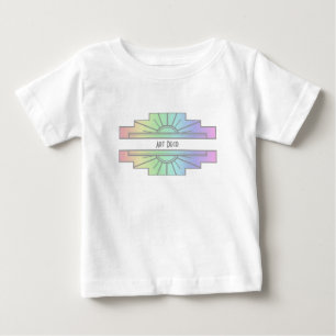 Camiseta De Bebé Patrón Art Deco de Sunburst en Pasteles