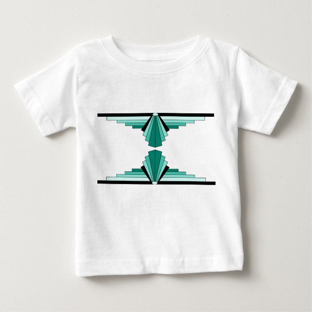 Camiseta De Bebé Patrón Art Deco en verde (Anverso)